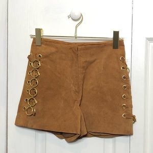 High waisted tan shorts